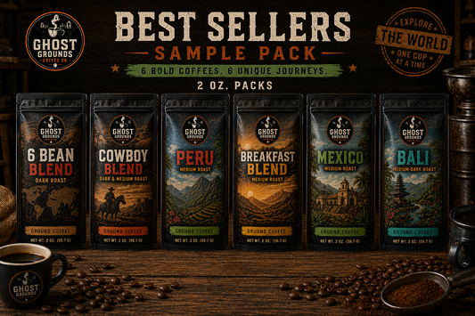 Best Sellers Sample Pack: 6Bean, Cowboy, Breakfast, Peru, Mexico, Bali