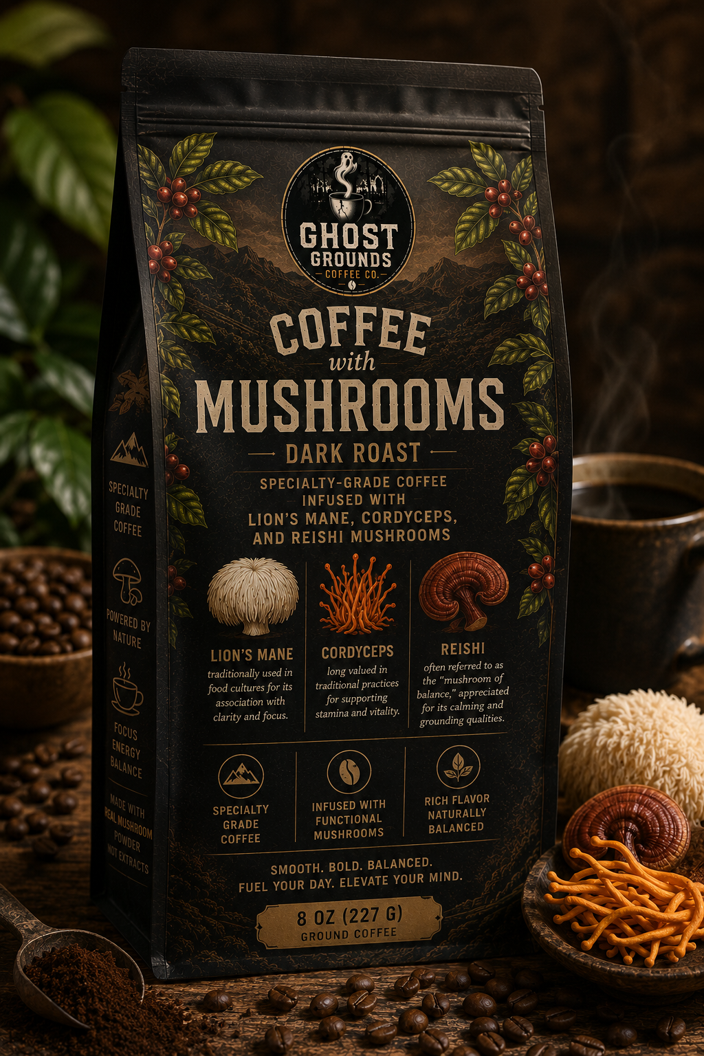 Coffee with Mushrooms Dark Roast